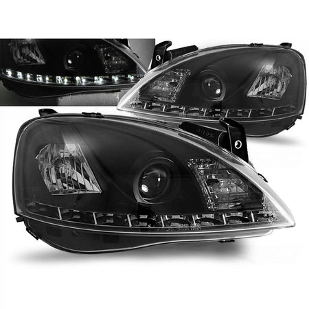 Fanale Daylight Nero Anteriore Opel Corsa C 11.00-09.06
