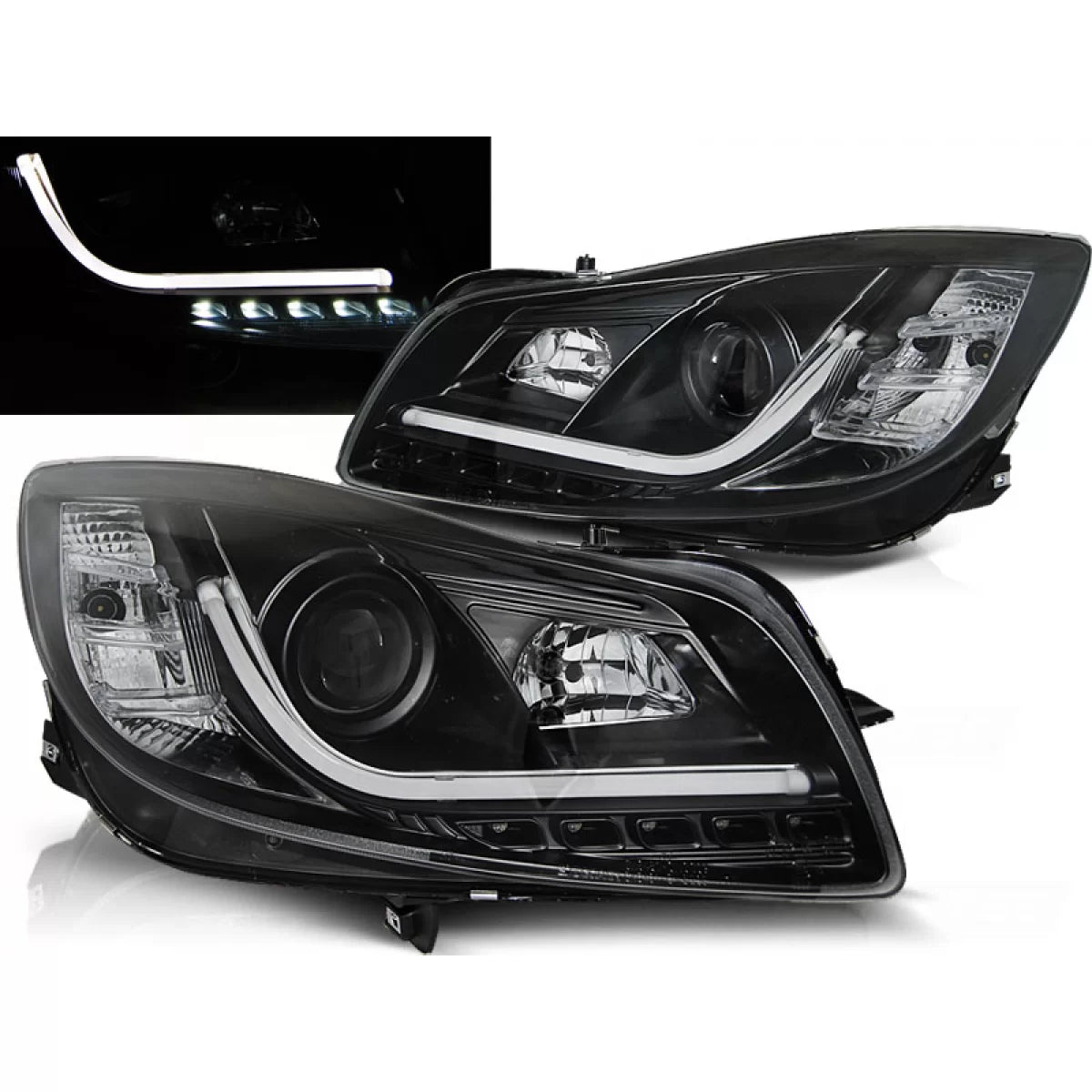 Fanali Tubolari Neri Anteriori per Opel Insignia 08-12