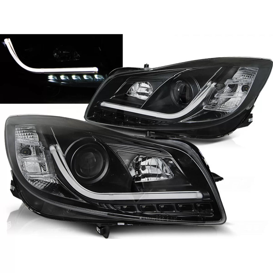 Fanali Tubolari Neri Anteriori per Opel Insignia 08-12