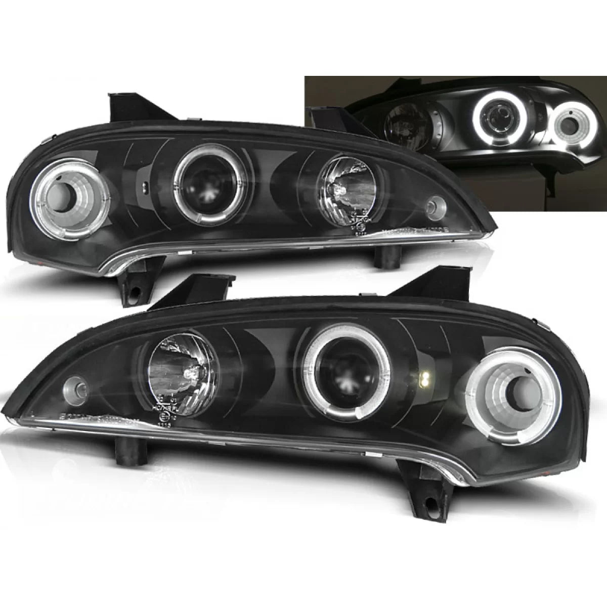 Fanale Anteriore Angel Eyes Nero per Opel Tigra 09.94-12.00