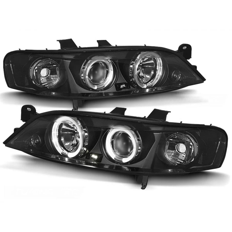 Fanali Angel Eyes Neri Anteriori per Opel Vectra B 11.95-12.98