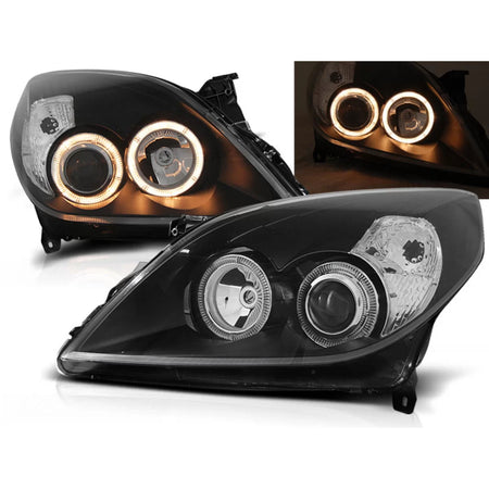 Fanale Anteriore Angel Eyes Nero per Opel Vectra C 09.05-08