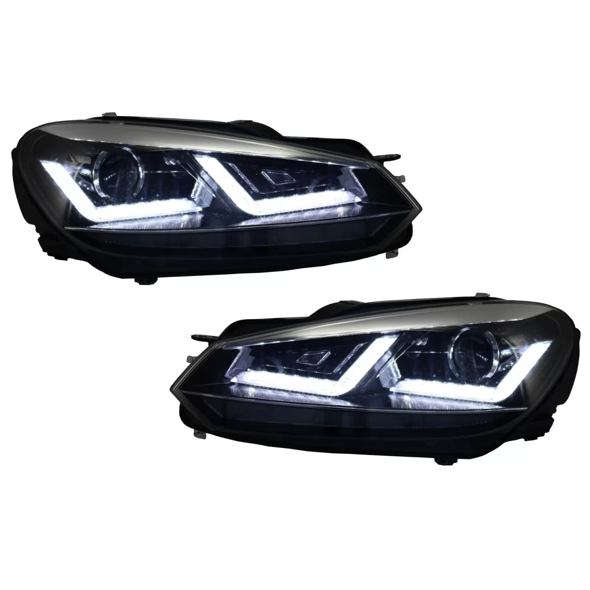 Fari Anteriori Xenon LED Dinamici Cromati per Volkswagen Golf 6 2008-2012