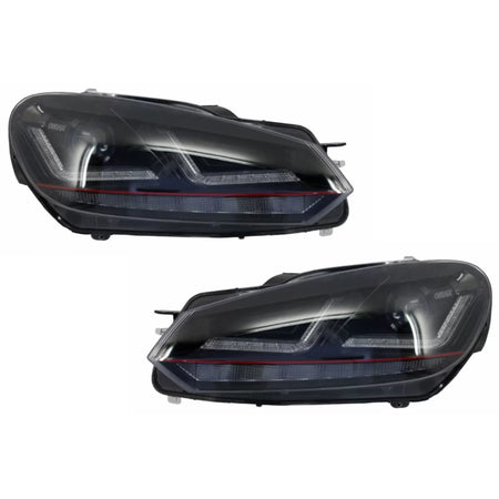 Fari Xenon Upgrade LED Rossi con Frecce Dinamiche VW Golf 6 Vi 2008-2012