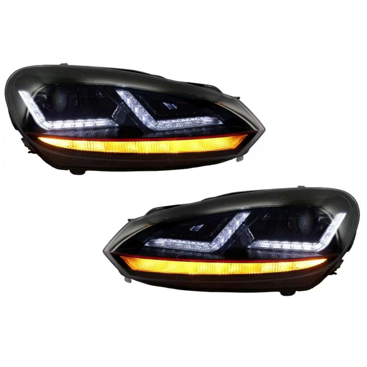 Fari Xenon Upgrade LED Rossi con Frecce Dinamiche VW Golf 6 Vi 2008-2012