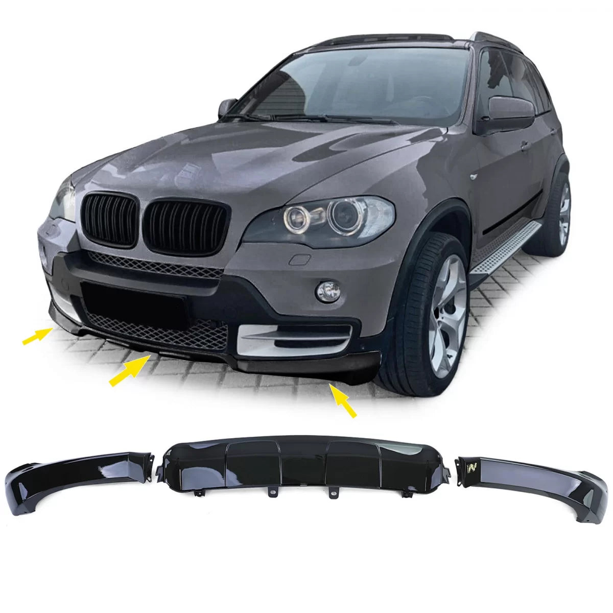 Body Kit Anteriore Posteriore Nero Lucido per BMW X5 E70 07-10