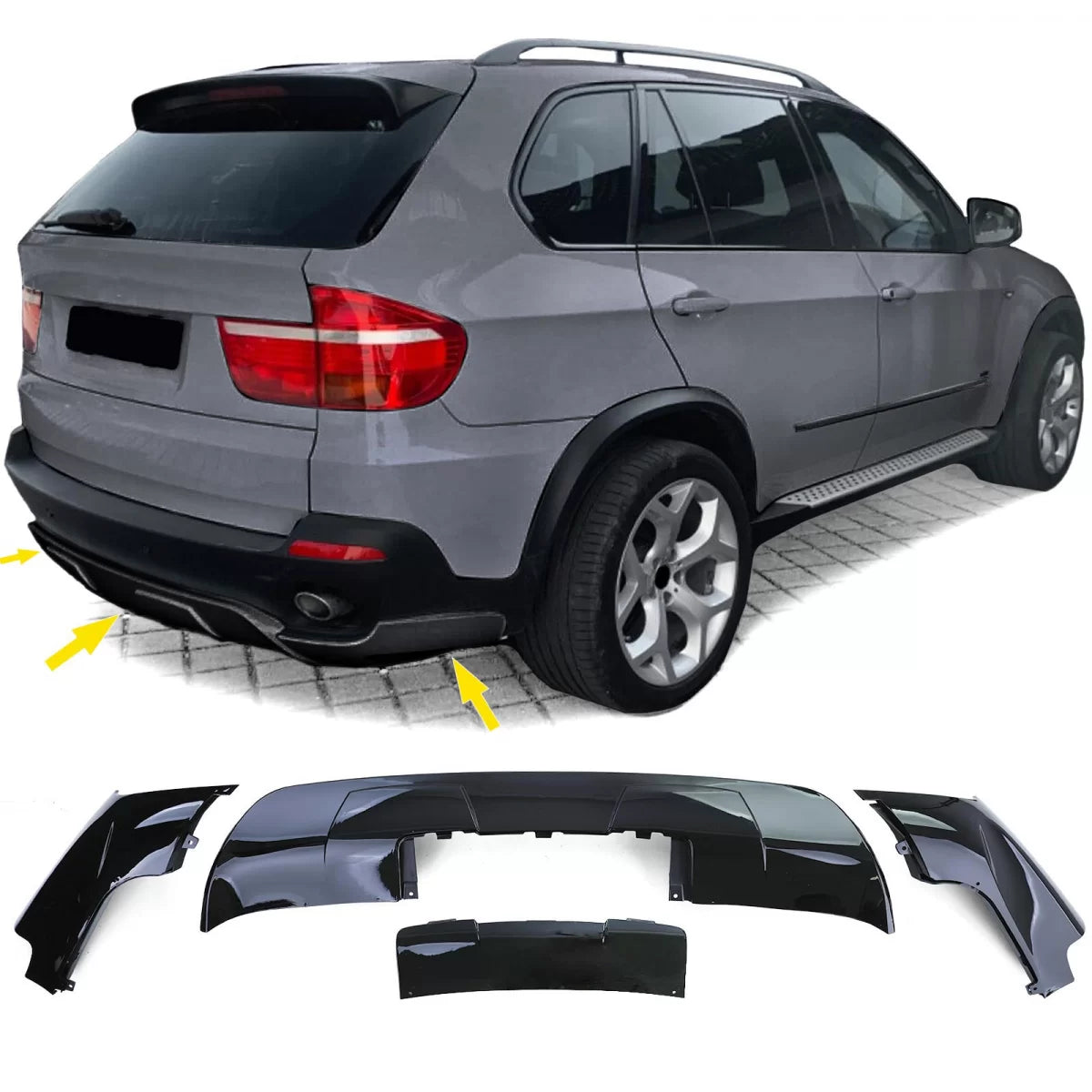 Body Kit Anteriore Posteriore Nero Lucido per BMW X5 E70 07-10
