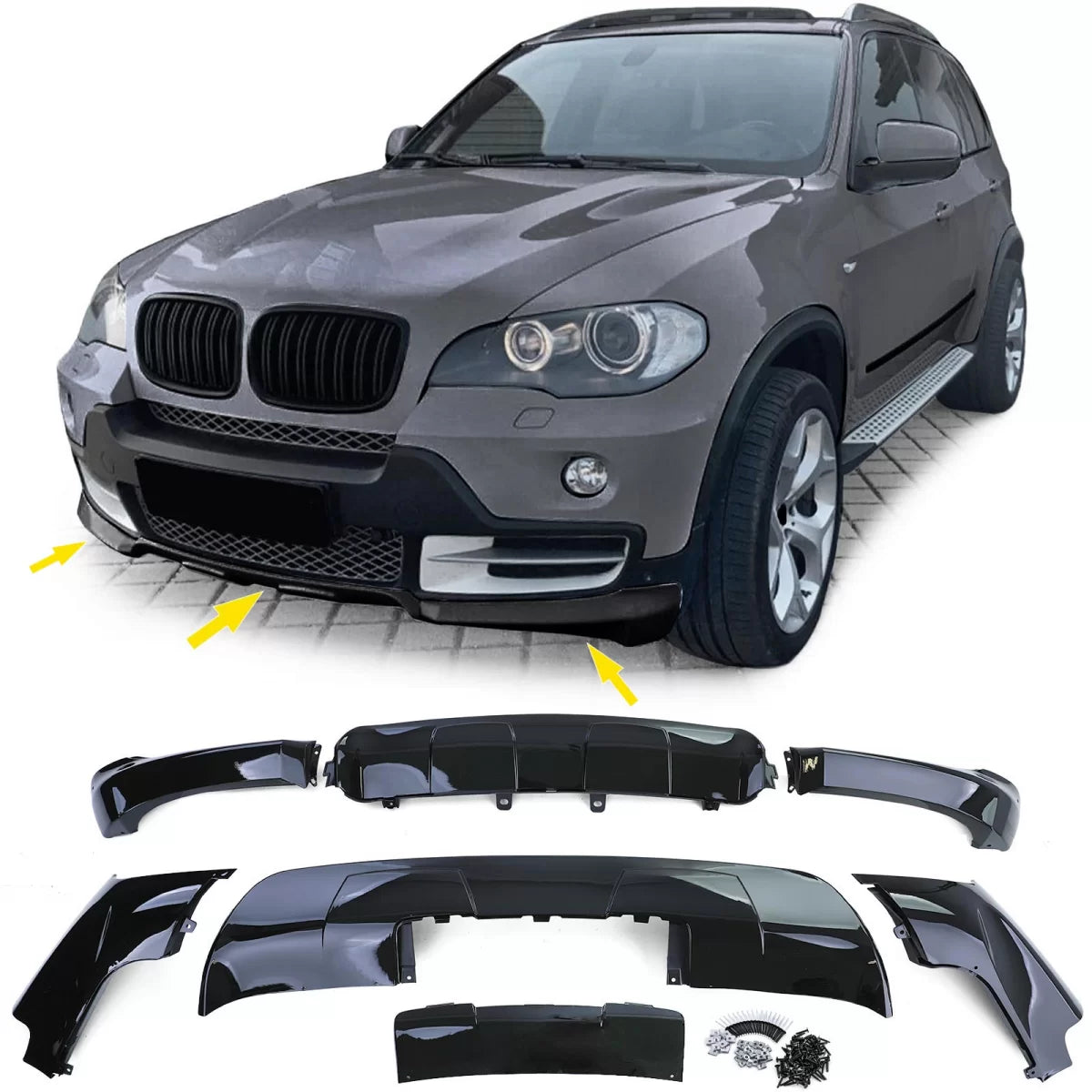 Body Kit Anteriore Posteriore Nero Lucido per BMW X5 E70 07-10