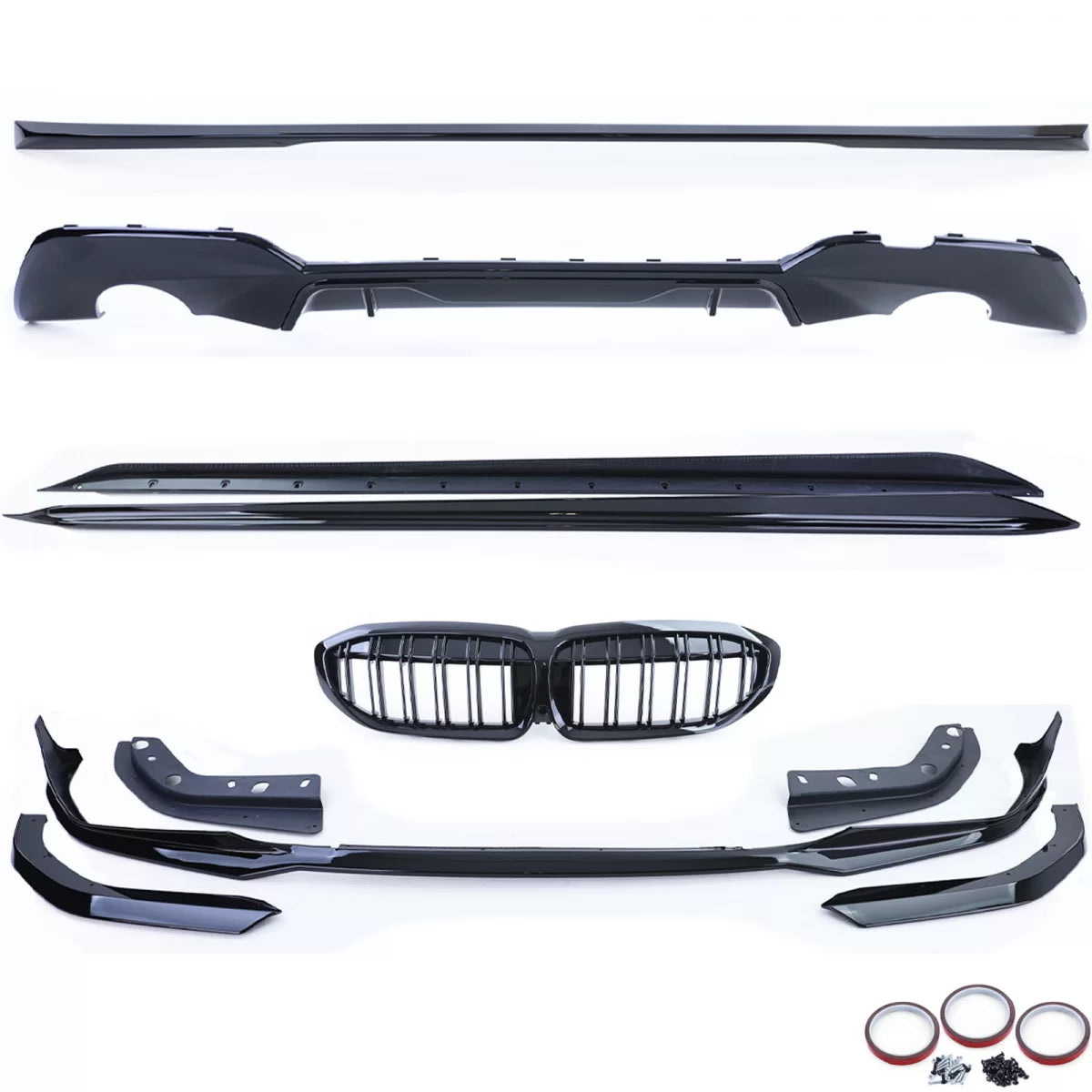 Spoiler Paraurti Anteriore Griglia Diffusore Minigonne per BMW Serie 3 G20