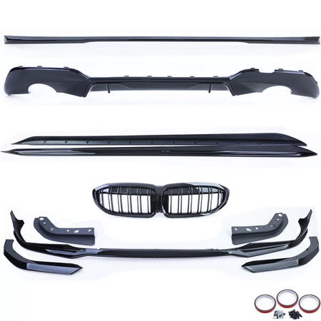 Spoiler Paraurti Anteriore Griglia Diffusore Minigonne per BMW Serie 3 G20