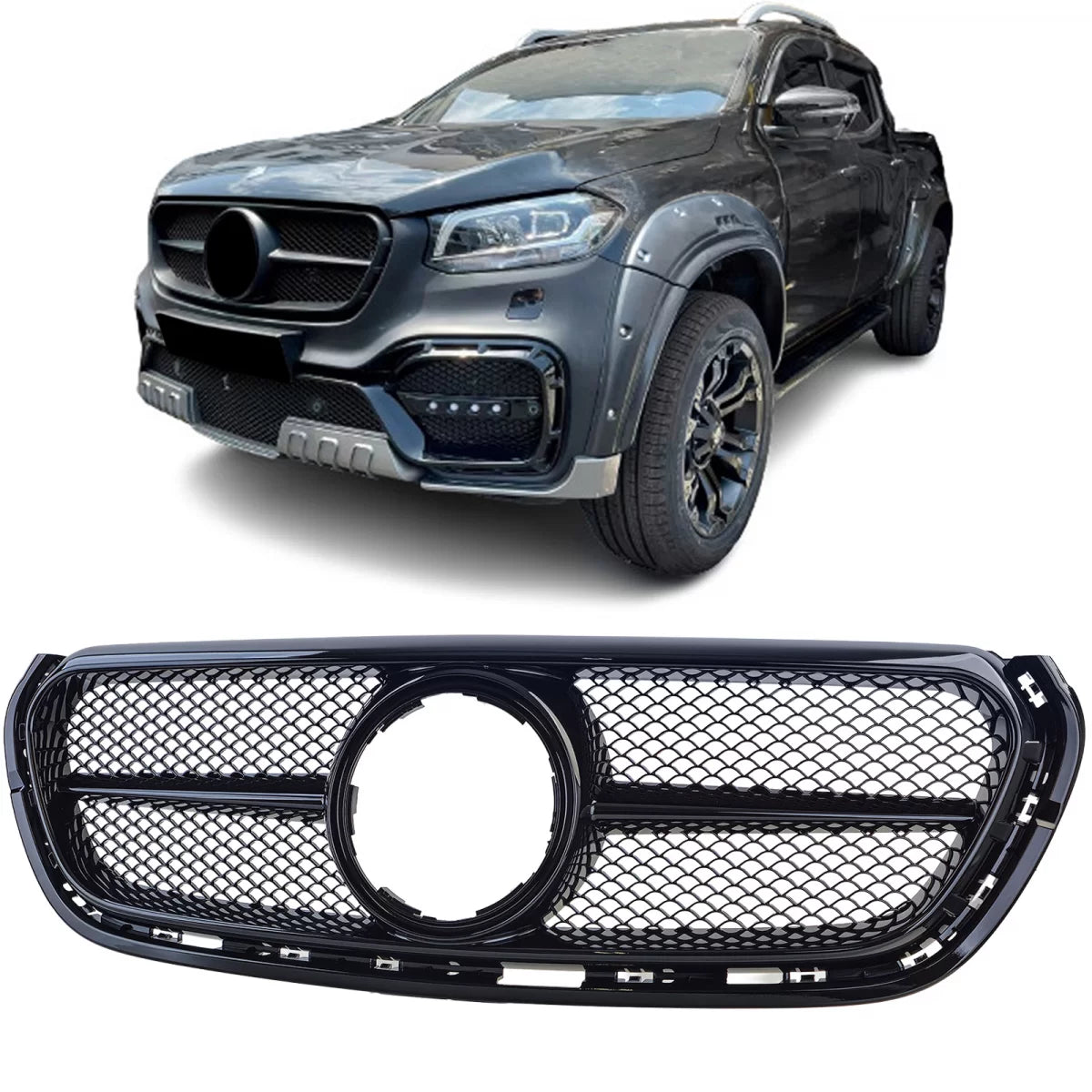 Griglia Radiatore Lucida Nera per Mercedes Classe X W470 2017-2020