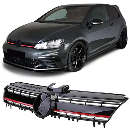 Griglia Radiatore Nera Lucida con Bordo Rosso per VW Golf 7 GTI 12-17