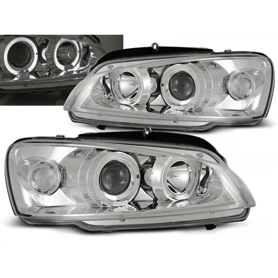 Fanale Angel Eyes Cromato Anteriore per Peugeot 106 08.96-03