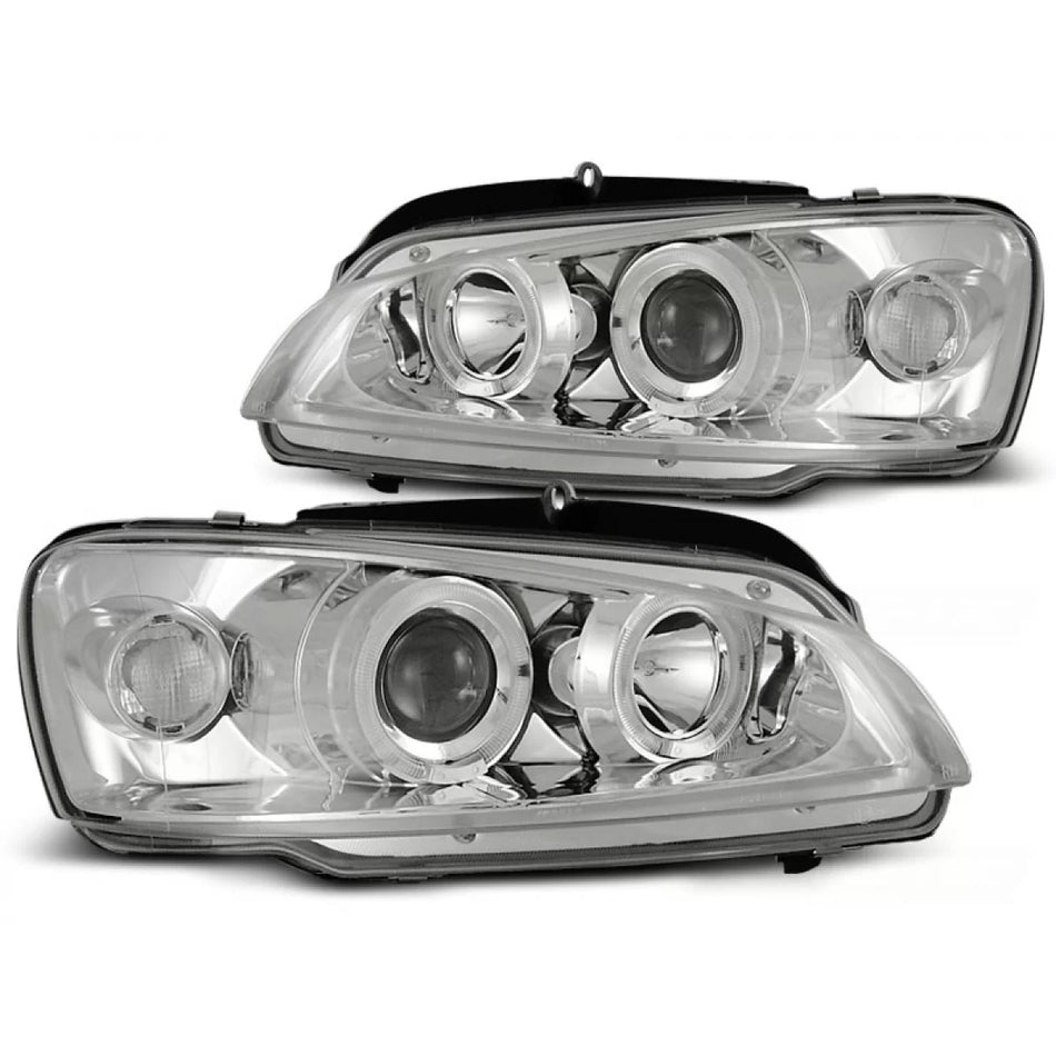 Fanale Angel Eyes Cromato Anteriore per Peugeot 106 08.96-03