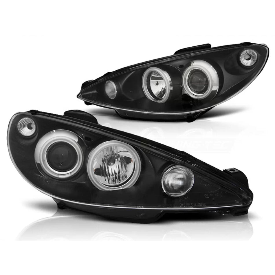 Fanali Angel Eyes Neri CCFL per Peugeot 206 02