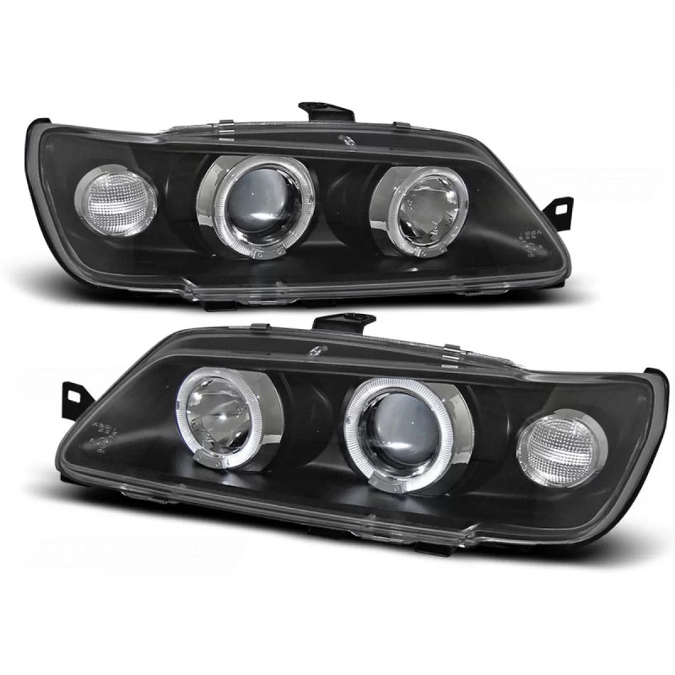 Fanali Angel Eyes Neri Anteriori per Peugeot 306 02.93-04.97