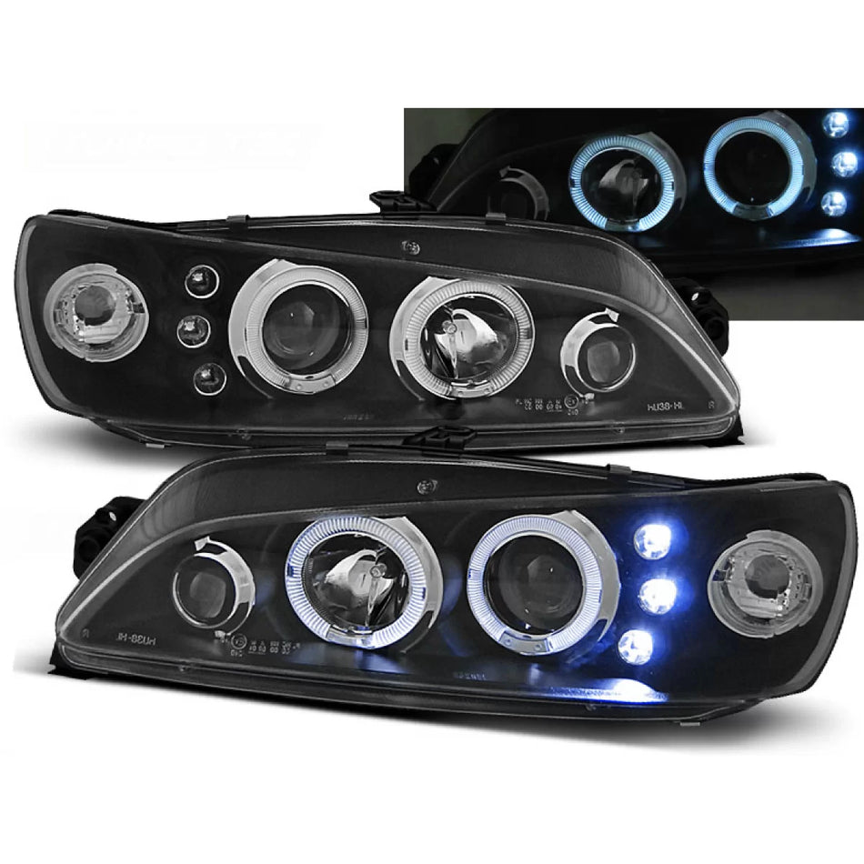 Fanali Angel Eyes Neri per Peugeot 306 05.97-03.01