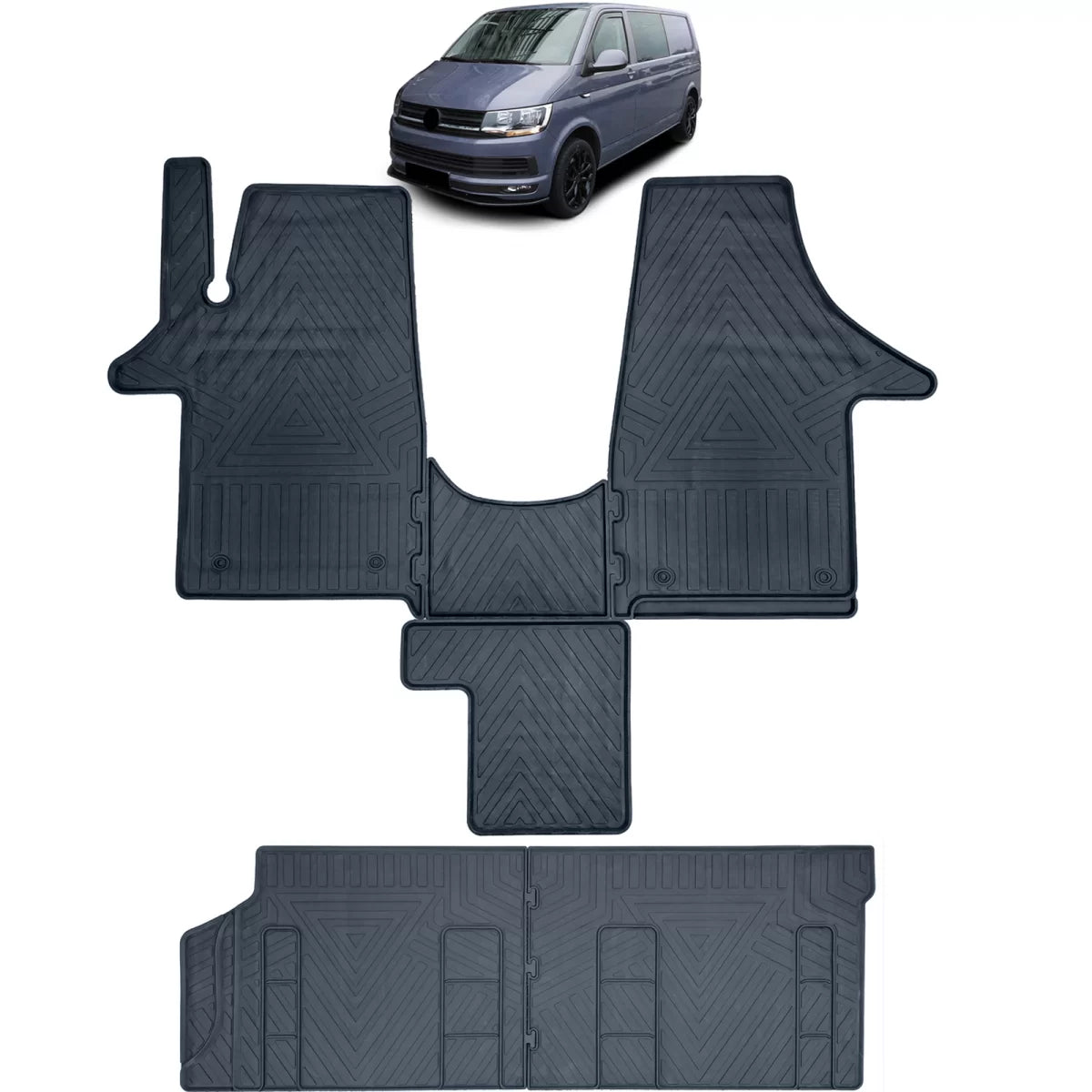 Set Tappetini in Gomma Premium 6 Pezzi per Volkswagen Bus T5 T6 2003-2019