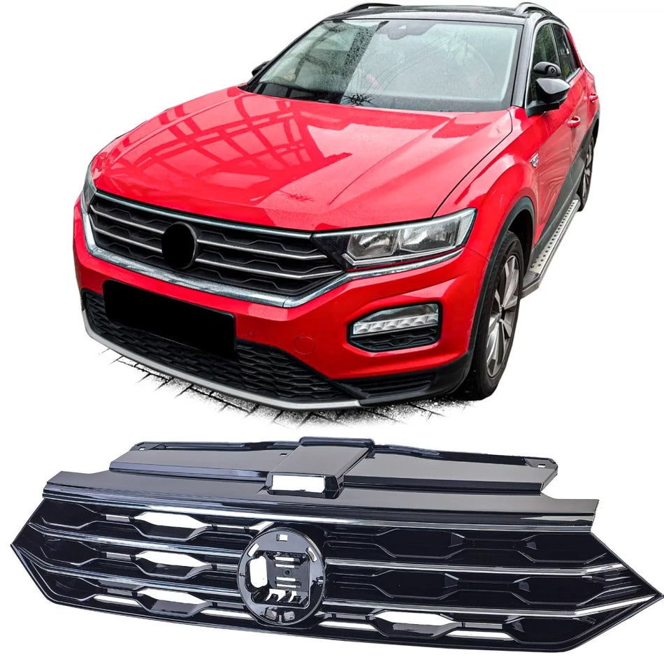 Griglia Radiatore Nera con Listelli Cromati per Volkswagen T-roc 2017-2021