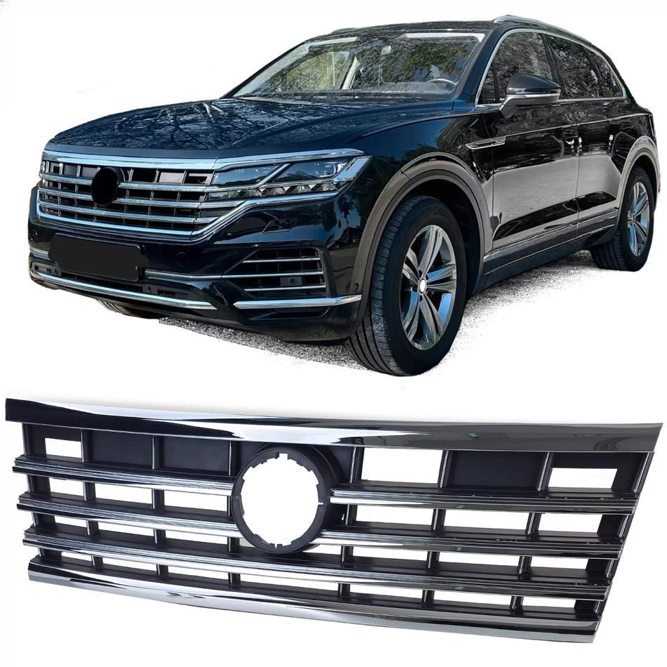 Griglia Radiatore Nera con Strisce Cromate per Volkswagen Touareg Iii dal 2018