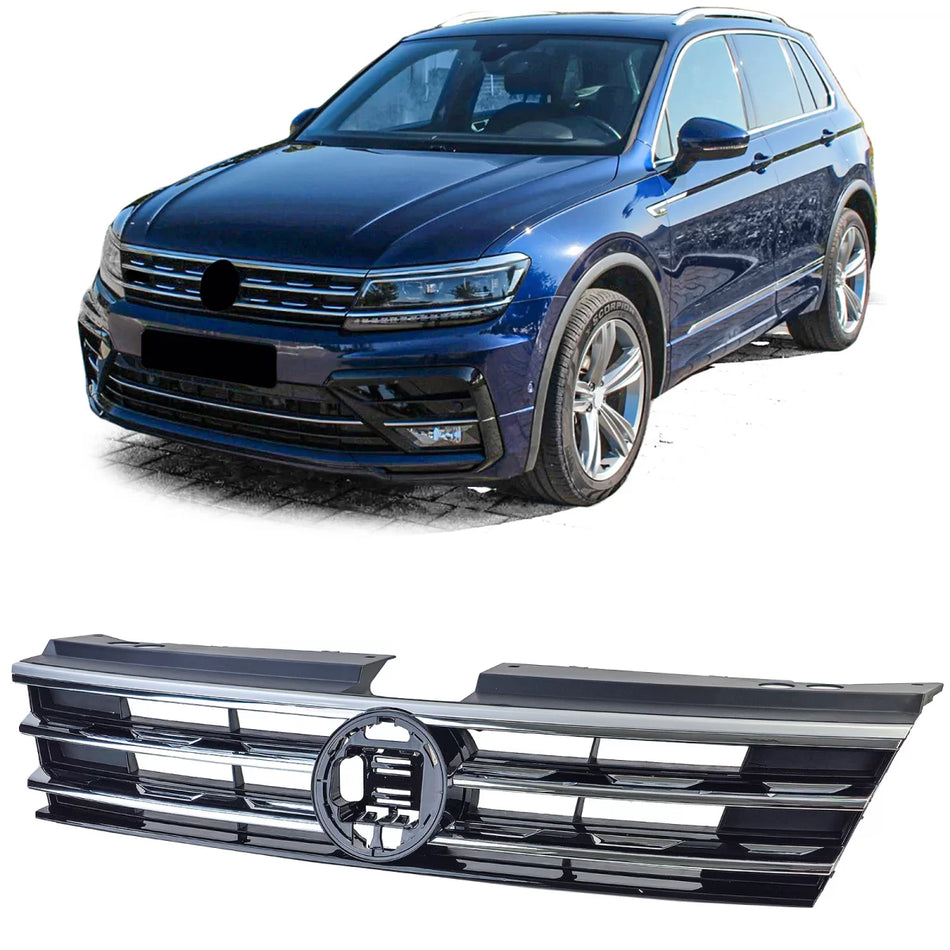 Griglia Radiatore Nera con Strisce Cromate per Volkswagen Tiguan Ii 2016-2020