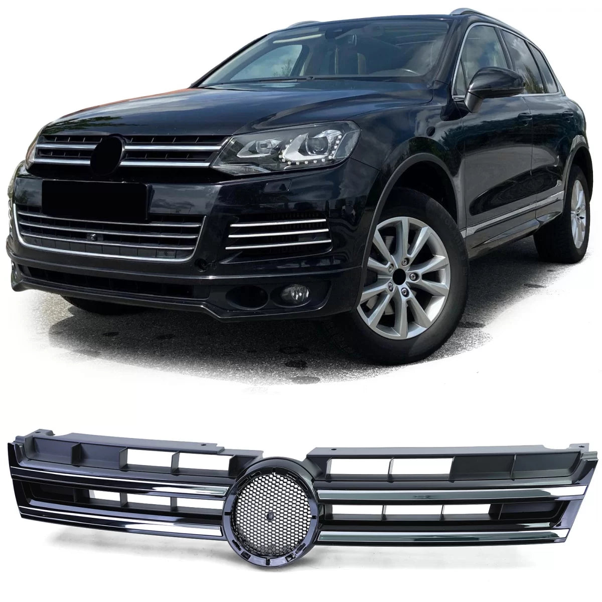 Griglia Anteriore Nero Cromato per Volkswagen Touareg 2 7P Pre-facelift 10-14