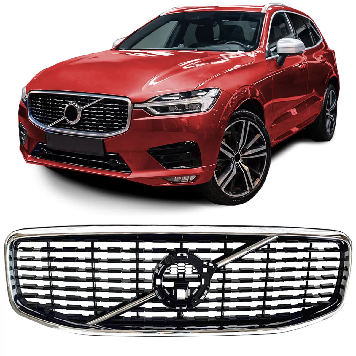 Griglia Radiatore Nero Lucido con Cornice Cromata per Volvo XC60 Ii 2017-2021