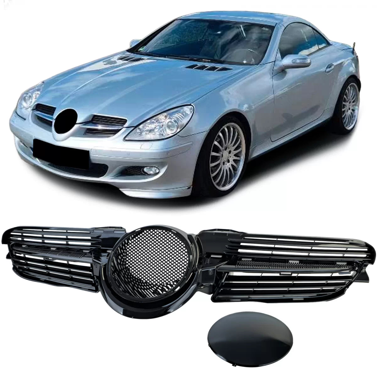 Griglia Anteriore Nera Lucida per Mercedes SLK R171 2004-2007 Pre-facelift