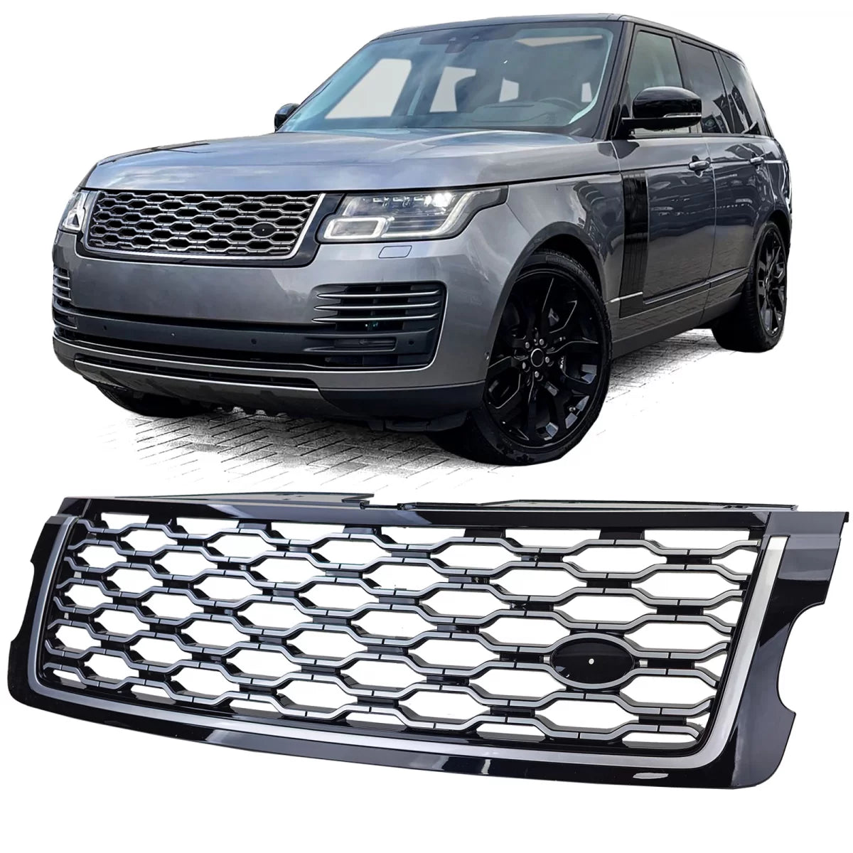 Griglia Anteriore Nera Argento per Range Rover Vogue L405 2018-2022