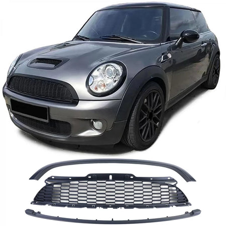 Griglia Anteriore 3 Pezzi Nera Opaca per Mini One Cooper Jcw R56 R57 R58 R59
