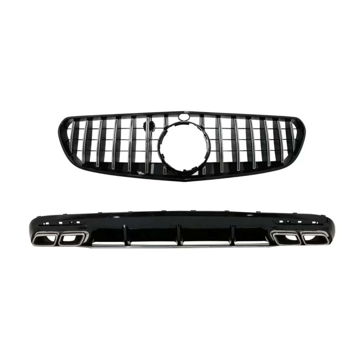 Paraurti Posteriore con Diffusore Centrale e Terminali Scarico Mercedes Classe