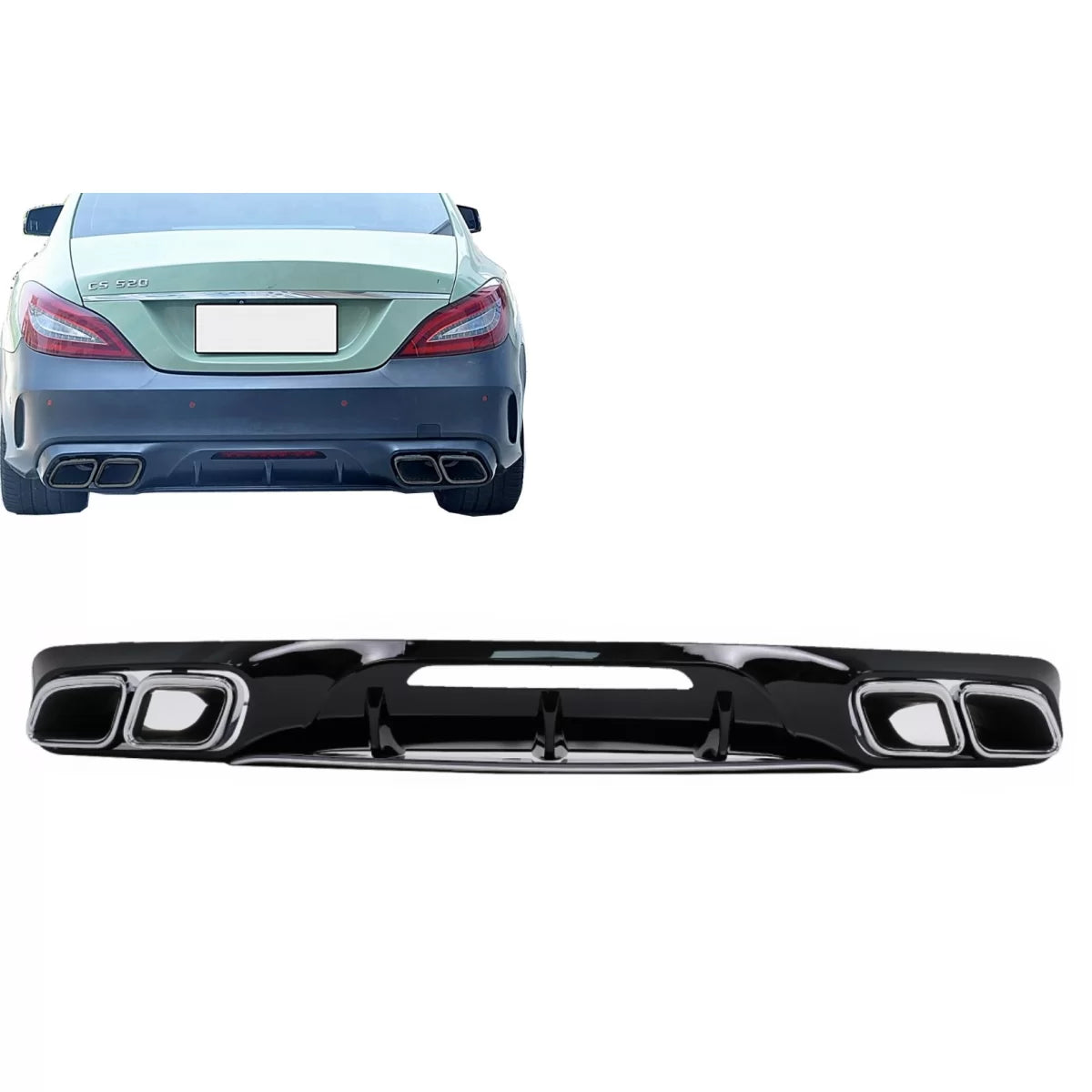 Paraurti Posteriore Diffusore con Terminali Scarico per Mercedes CLS W218