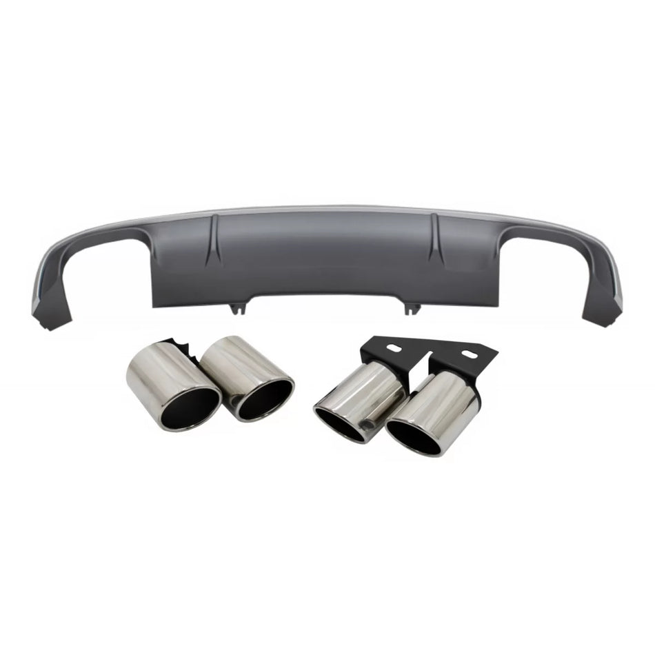 Diffusore Paraurti Posteriore con Terminali Scarico Audi A4 8W 2016-2018 S-line