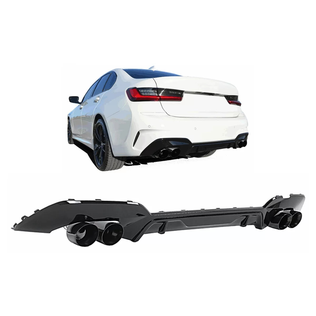 Paraurti Posteriore Diffusore con Terminali Scarico per BMW Serie 3 G20 G21
