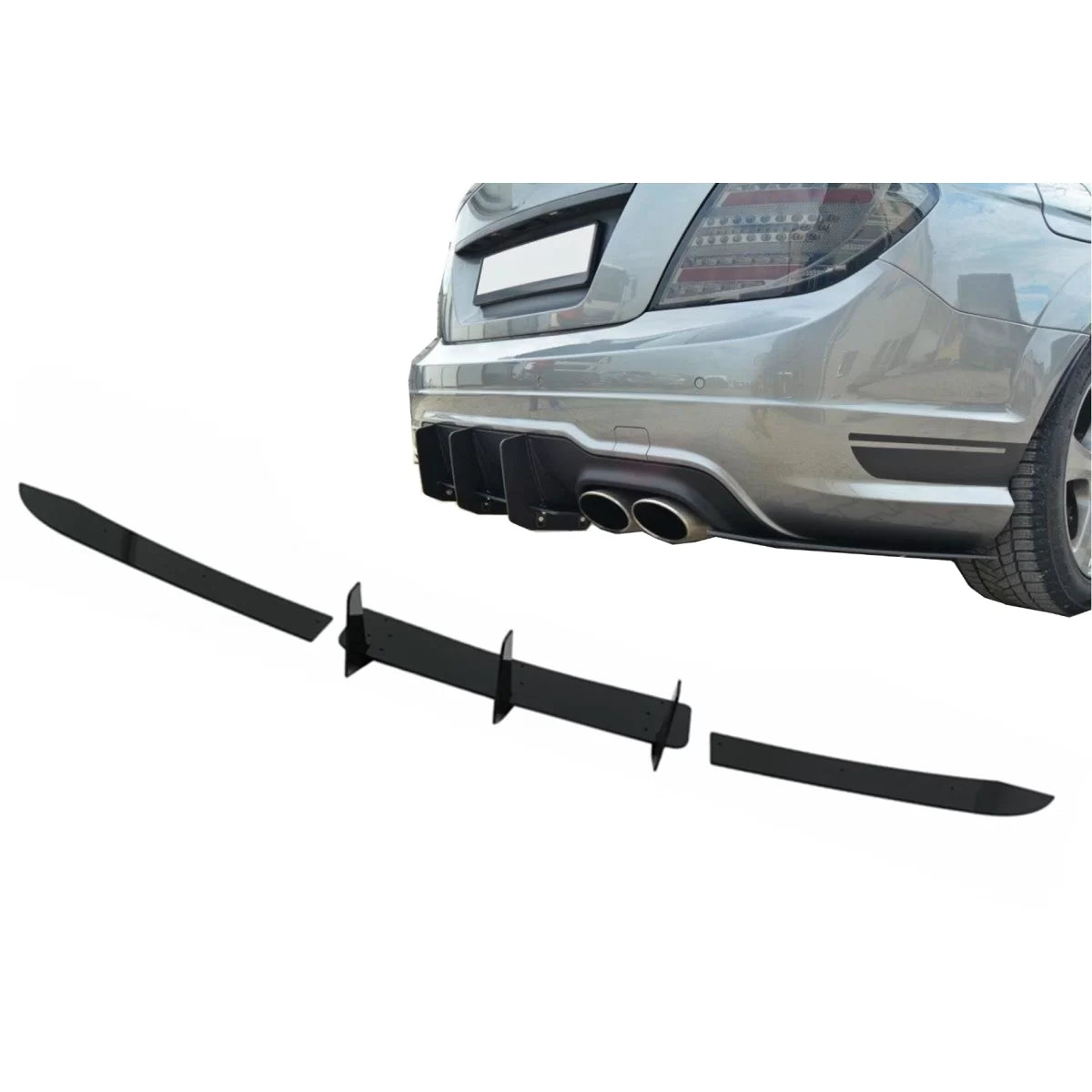 Estensione Paraurti Posteriore Diffusore Nero Lucido per Mercedes Classe C W204