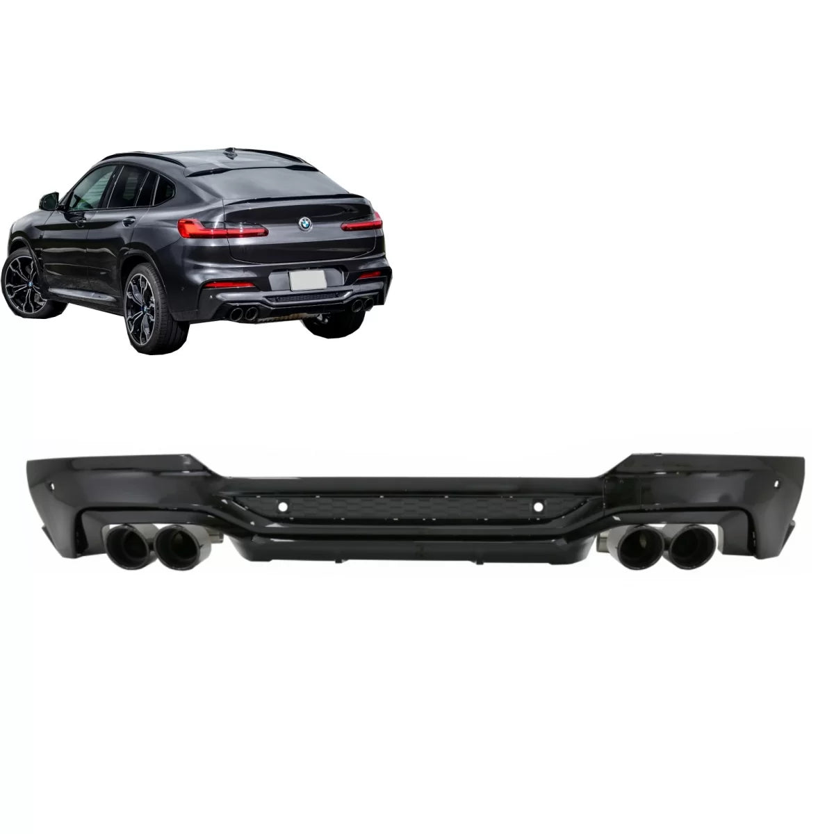 Spoiler Paraurti Posteriore Diffusore Doppio Scarico BMW X4 G02 dal 2018 M Sport