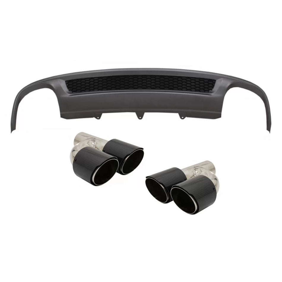 Paraurti Posteriore Diffusore Aria Carbonio con Terminali Scarico Audi A4 B8