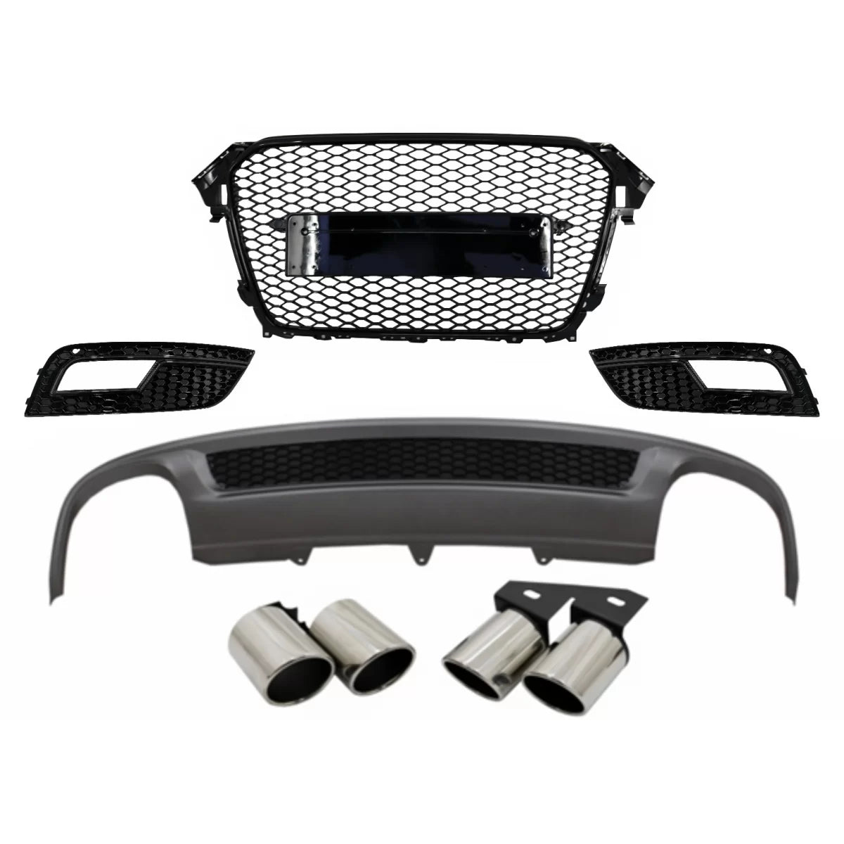 Paraurti Posteriore con Diffusore Aria e Terminali Scarico per Audi A4 B8