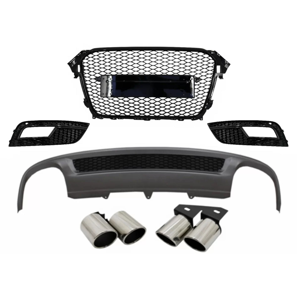 Paraurti Posteriore con Diffusore Aria e Terminali Scarico per Audi A4 B8