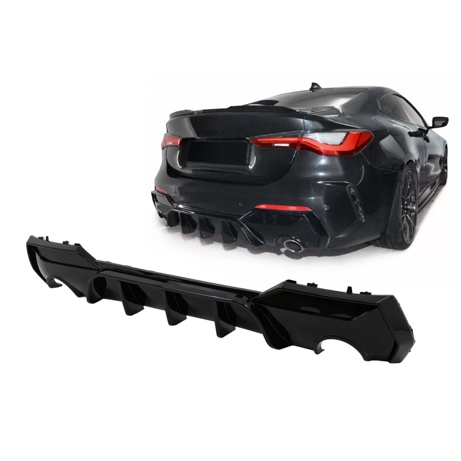 Paraurti Posteriore Diffusore Nero Lucido per BMW Serie 4 G22 G23 dal 2020
