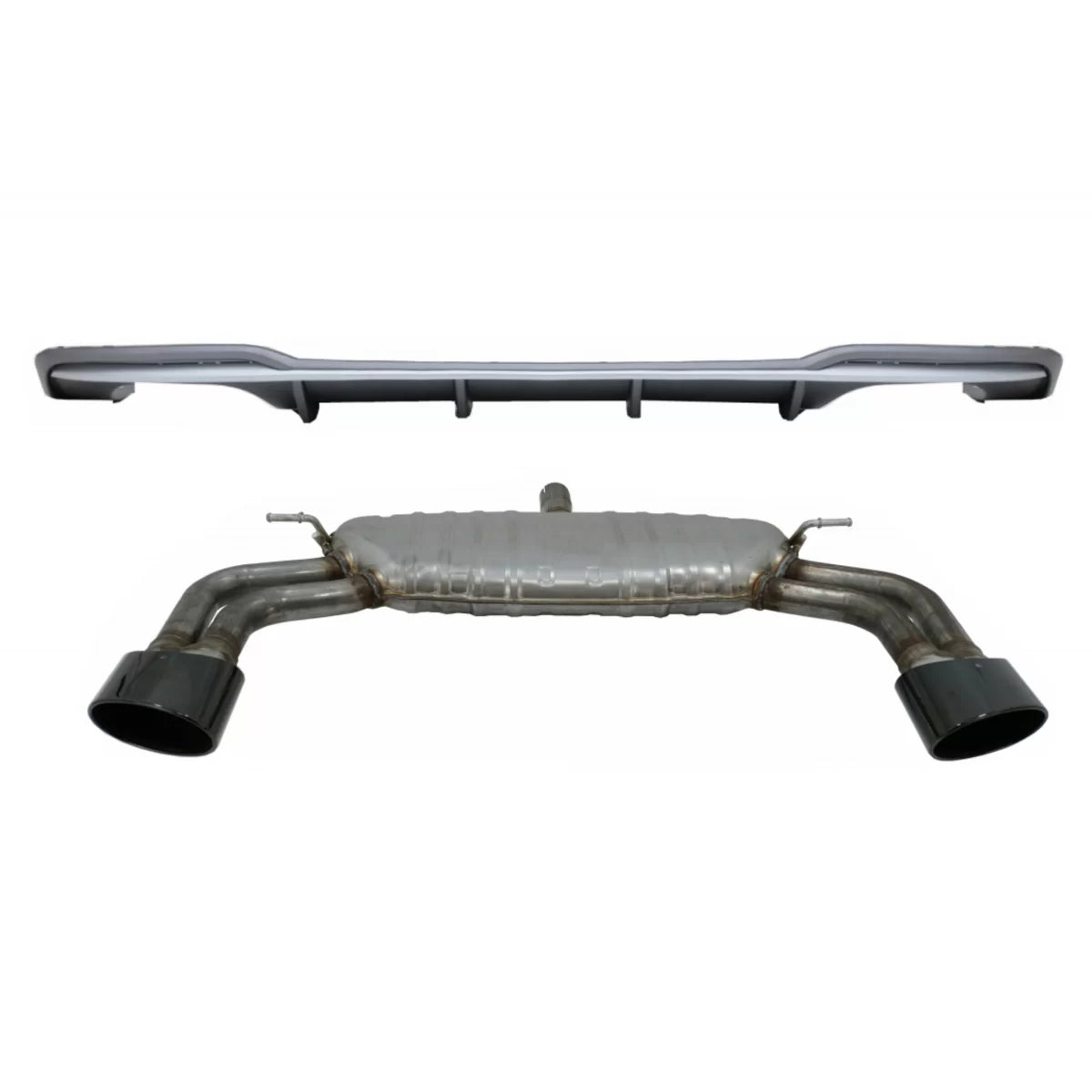 Paraurti Posteriore con Diffusore e Scarico Nero Lucido per Audi A3 8V Facelift