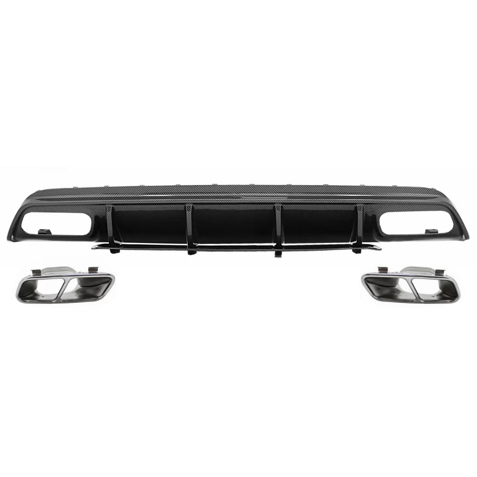 Paraurti Posteriore con Diffusore e Terminali Scarico Carbon Film per Mercedes