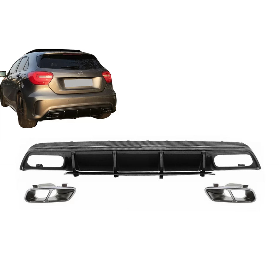 Paraurti Posteriore con Diffusore e Terminali Scarico Carbon Film per Mercedes