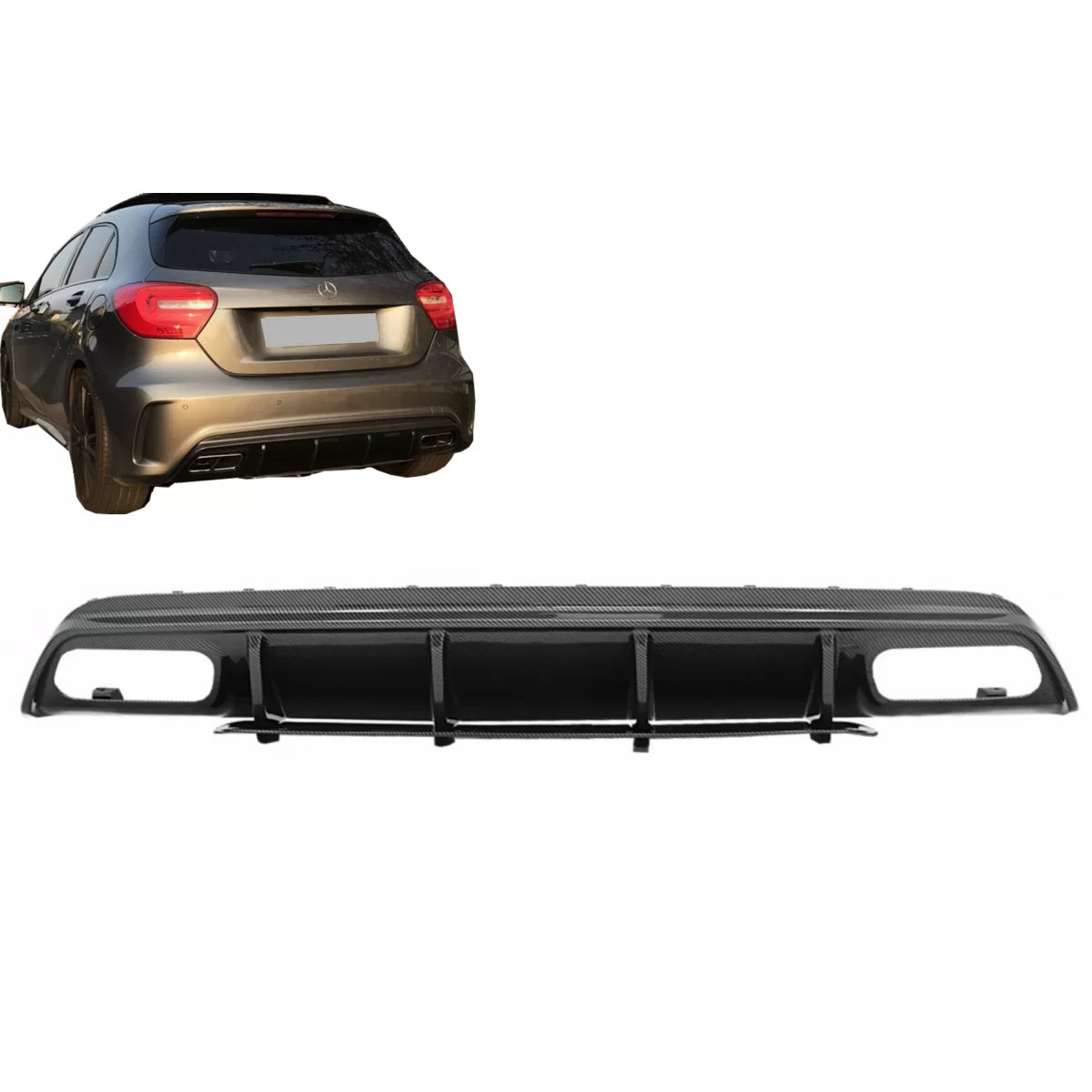Paraurti Posteriore Diffusore Carbonio per Mercedes Classe A W176 2013-2018 A45
