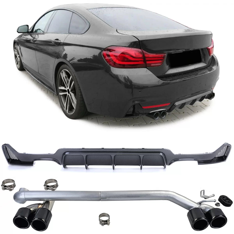 Diffusore Posteriore Carbonio con Terminale Sportivo per BMW F32 F33 F36 425