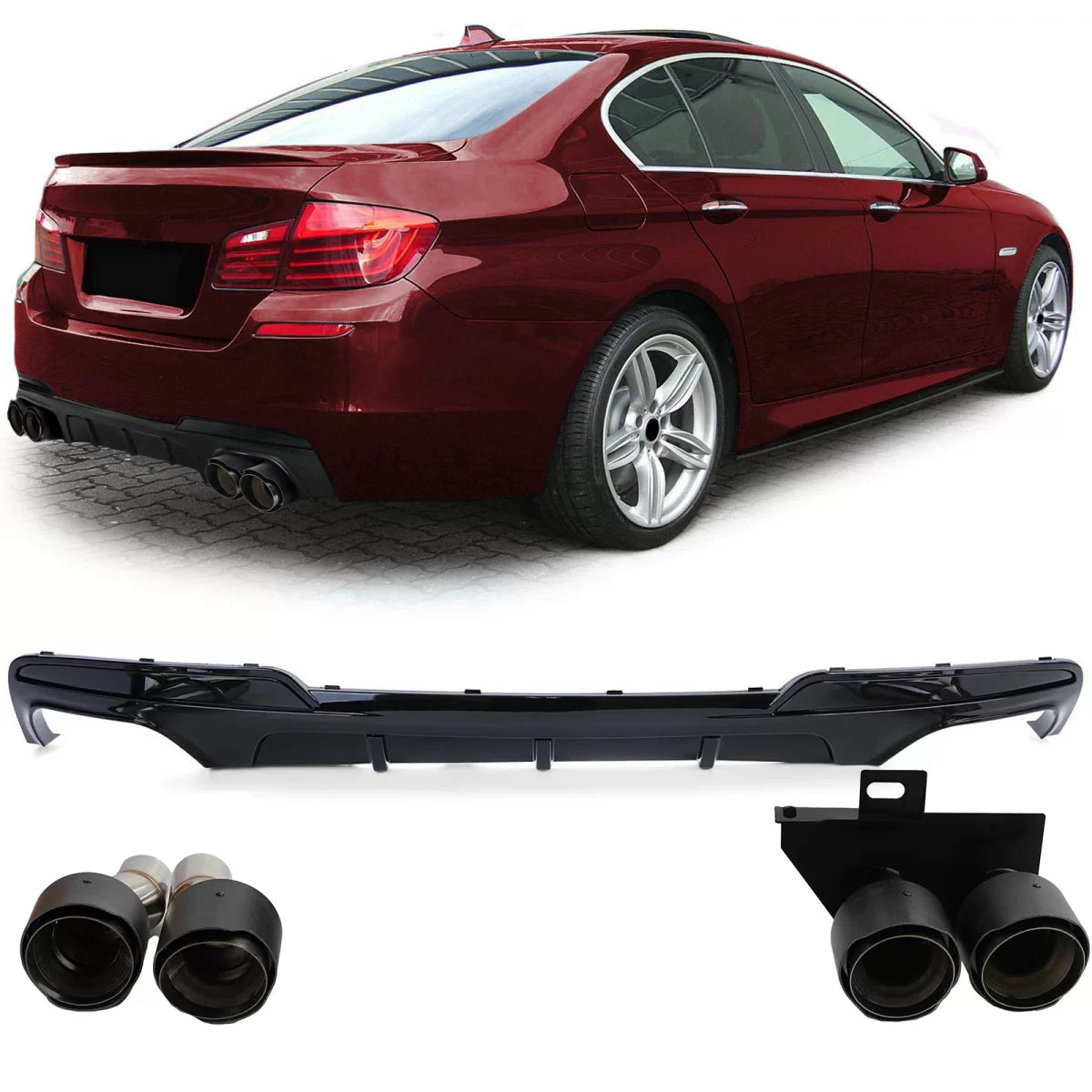 Diffusore Posteriore con Terminali Carbonio per BMW F10 F11 520 523 525 528 530