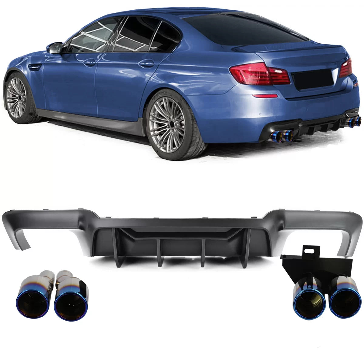 Diffusore Posteriore con Terminali Titanio per BMW Serie 5 F10 F11 520 530