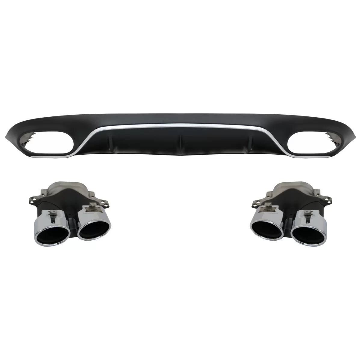 Diffusore Posteriore con Terminali e Griglia Centrale Nera per Mercedes Classe
