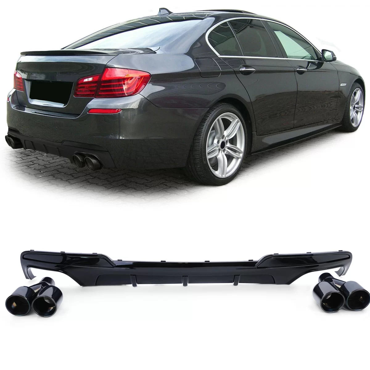 Diffusore Posteriore Lucido con Terminali 4 Tubi per BMW F10 F11 535