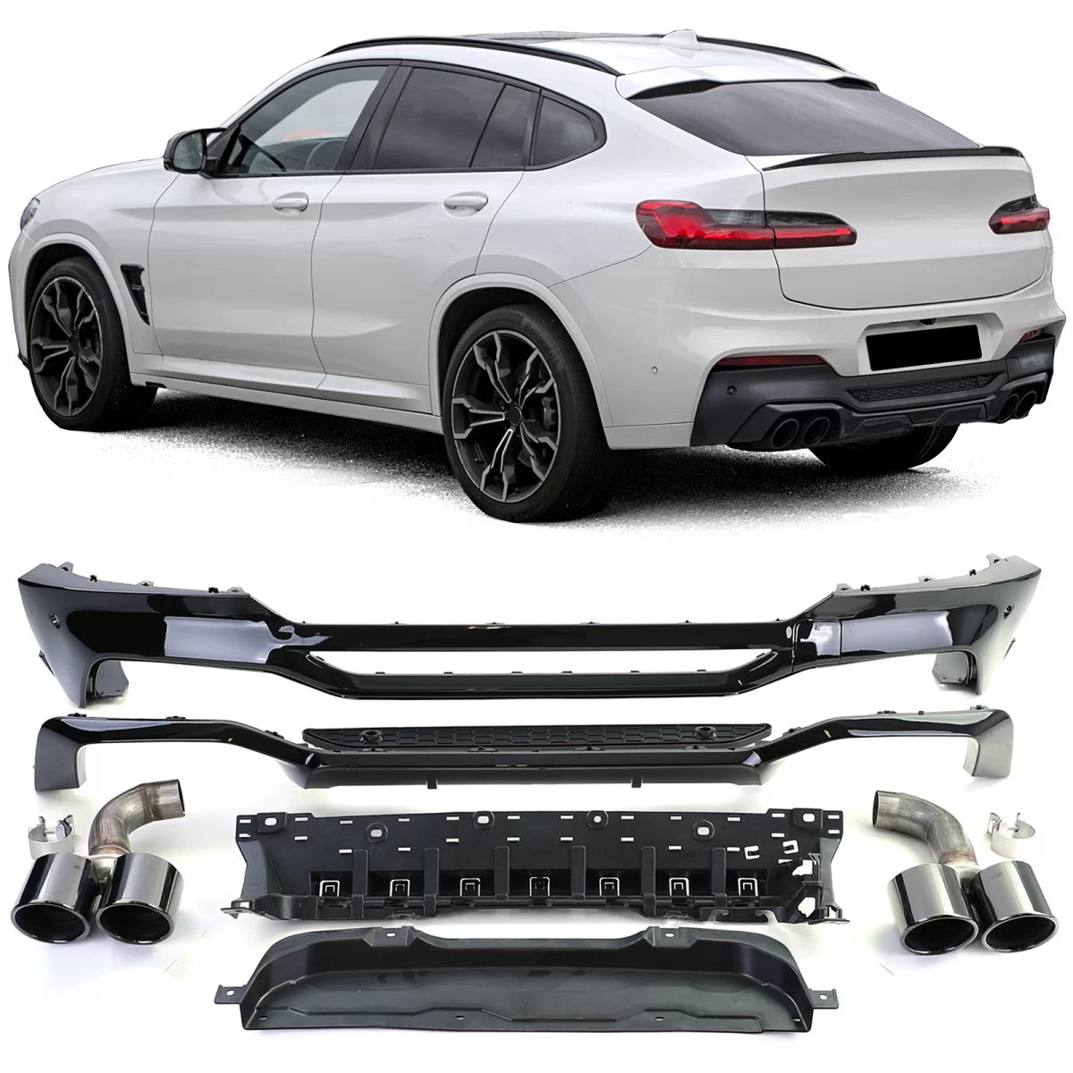 Diffusore Posteriore con Terminali Neri per BMW X4 G02 18-21